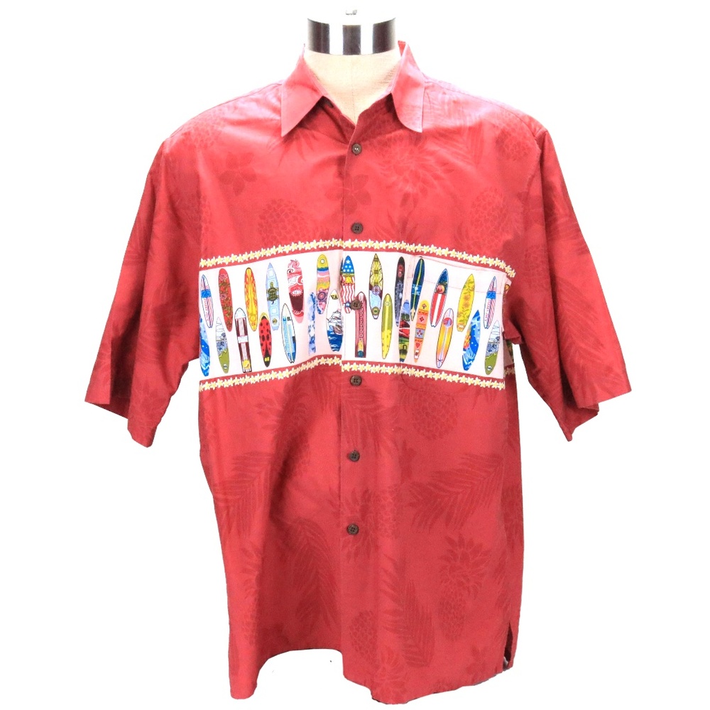 Trader Joe's XL Rare Vintage 2006 Cotton Surf Boards Hawaiian Red Shirt